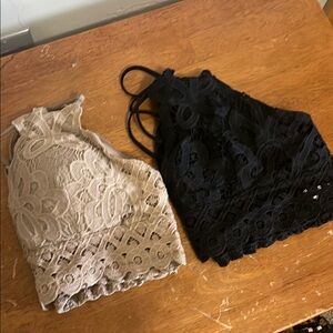 Cherish Black and Tan Lace Bandeau Set